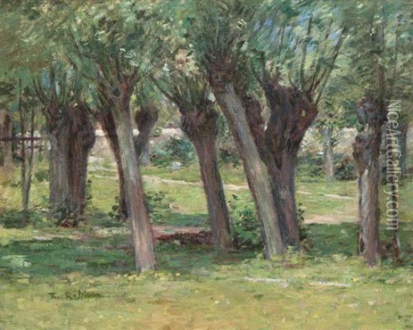Outside The Garden Wall Oil Painting - Theodore Robinson