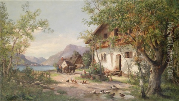 Im Salzkammergut Oil Painting - Adolf Kaufmann