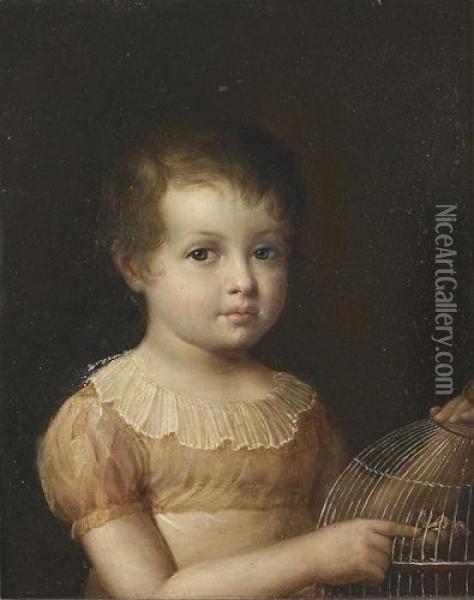 Umkreis
Kinderportrat Mit Vogelkafig. Oil Painting - Jean Baptiste Greuze