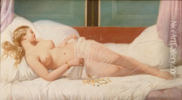 A Reclining Nude Odalisque Oil Painting - Eugene Emmanuel Amaury-Duval (Pineu)