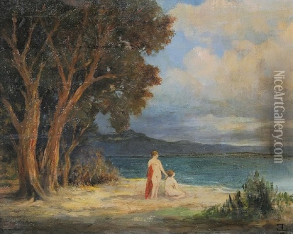 Badende Frauen Am Sudlichen Meer Oil Painting - Emil Lugo