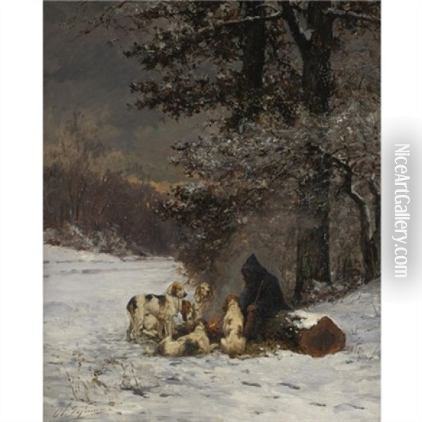 A Warm Break From The Hunt Oil Painting - Olivier de Penne