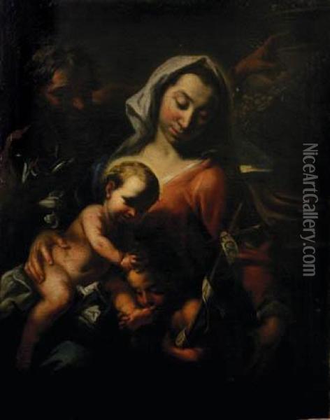 The Holy Family With Saint John The Baptist Oil Painting - Peter Brandl