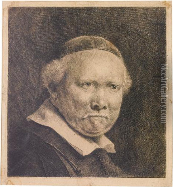 Lieven Willemsz Van Coppenol, Writing Master: Larger Plate. Oil Painting - Rembrandt Van Rijn