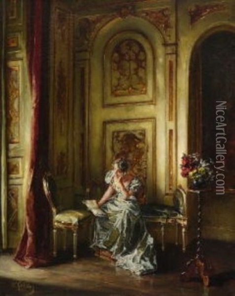 Junge Dame Bei Der Lekture Im Salon Oil Painting - Wilhelm Kreling