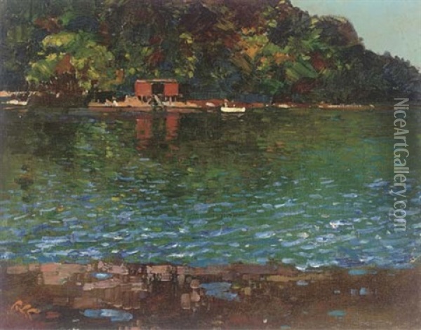 Boat House (at Knysna?) Oil Painting - Robert Gwelo Goodman