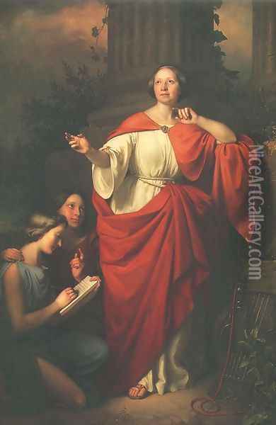 Portrait of Jadwiga Luszczewska (Deotyma) Oil Painting - Jozef Simmler