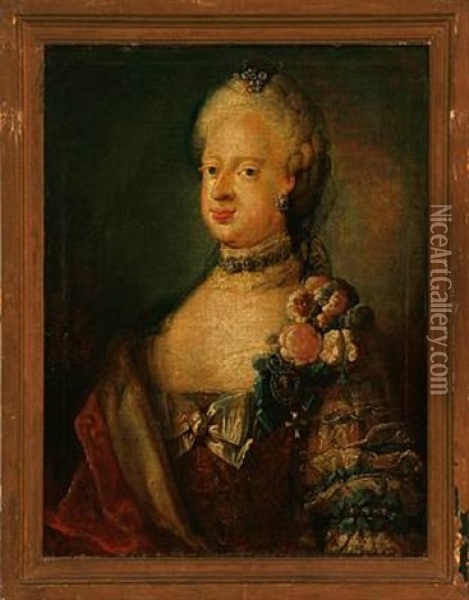 Portrait Of King Christian Vii Of Denmark  (+ Portrait Of Caroline Mathilde Of Denmark; Pair) Oil Painting - Jens Juel