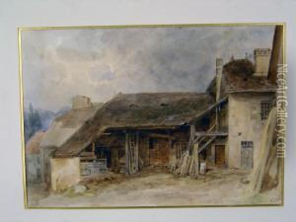 Cour De Ferme Oil Painting - Joseph-Louis Hippolyte Bellange