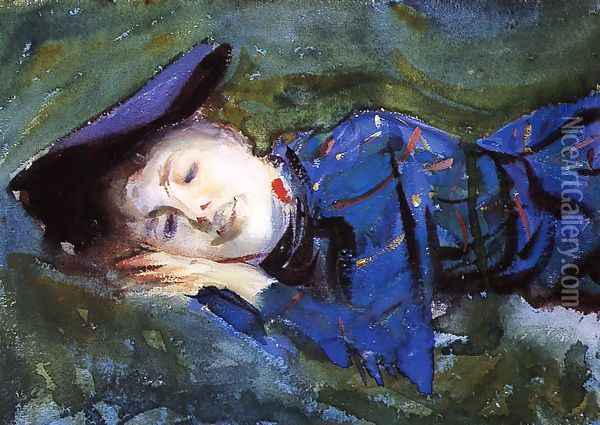 Violet Resting On The Grass Oil Painting - John Singer Sargent