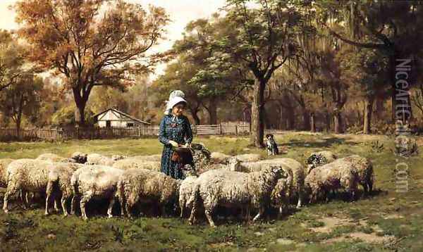 A Shepherdess Oil Painting - John Martin Tracy