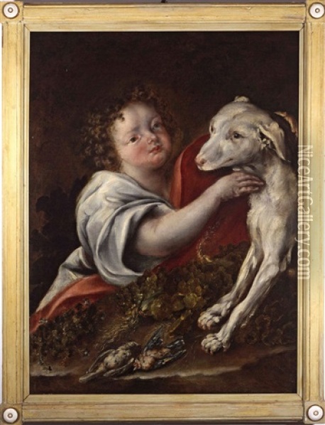 Bambino Col Suo Cane Oil Painting - Domenico Guidobono