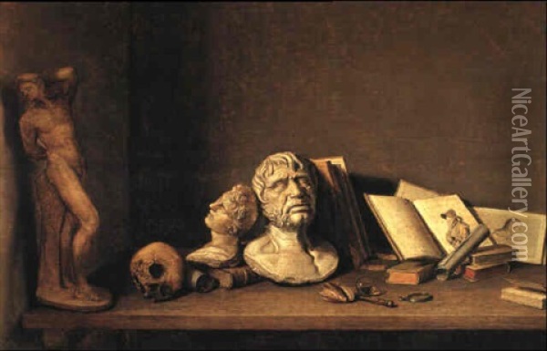A Vanitas Still-life With The Bust Of Seneca Oil Painting - David Bailly