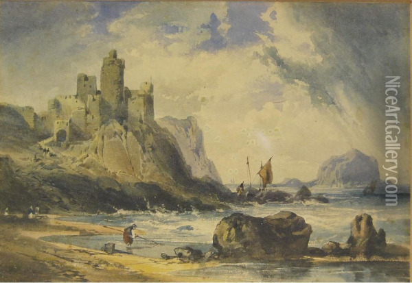 A Rugged Coastal Scene Oil Painting - Richard Principal Leitch