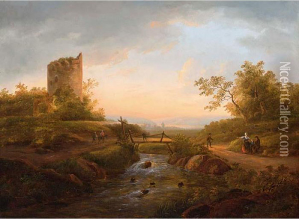 The Evening Scroll Oil Painting - Hendrik D. Kruseman Van Elten