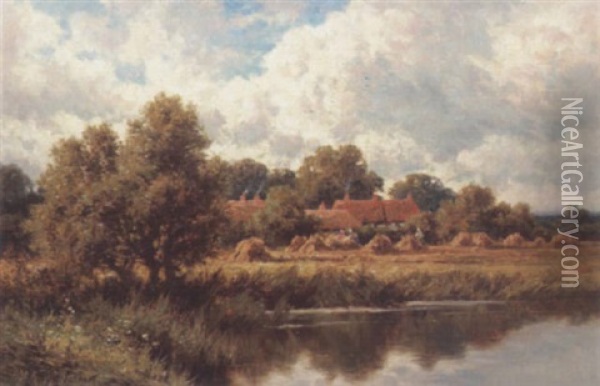 Harvest Time, Sonning Oil Painting - Henry H. Parker