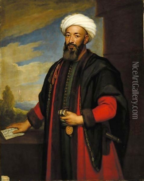 Portrait Of Salieh Aga Oil Painting - Sir Godfrey Kneller
