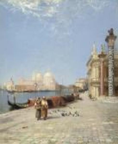 Venice - The Pigeons Of St Mark Oil Painting - Arthur Joseph Meadows