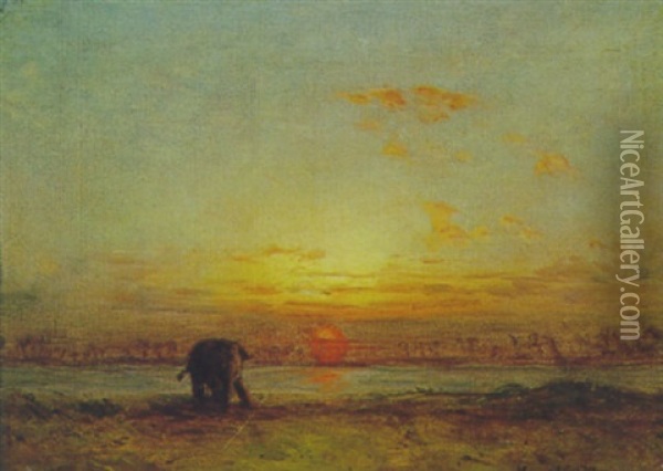 Elefant Am Flusufer Oil Painting - Carl Leopold Mueller