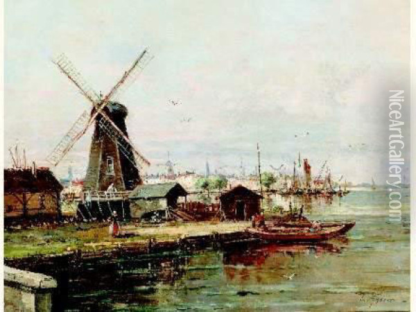 Vue D'amsterdam Oil Painting - Gustave Mascart