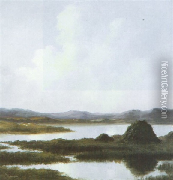 Turf Stacks: Connemara Oil Painting - Douglas Alexander