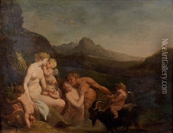 Nymphes Et Satyres Oil Painting - Jean-Baptiste Vallin