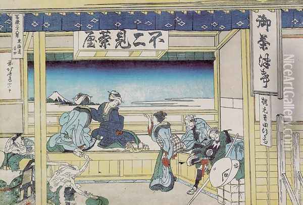Yoshida on the Tokaido Road (Tokaido Yoshida) Oil Painting - Katsushika Hokusai