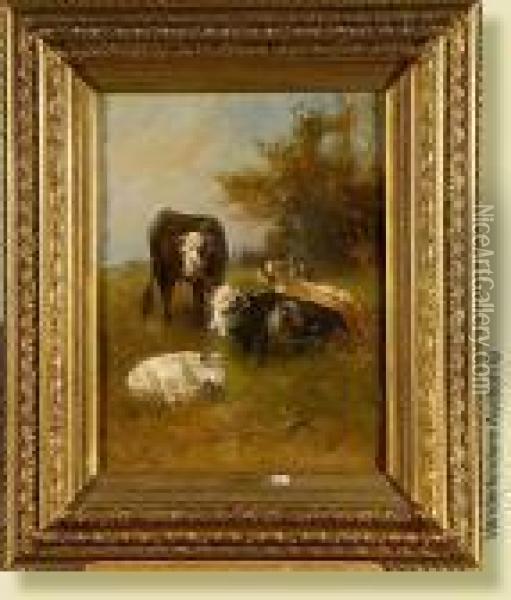 Vaches Au Pre Oil Painting - Henry Schouten