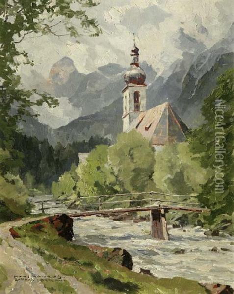 Bergkirche In Ramsau Oil Painting - Hans Maurus