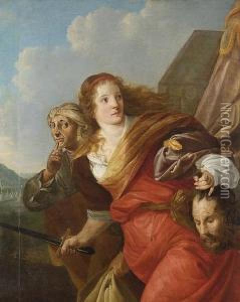 Judith With The Head Of Holofernes Oil Painting - Nicolaes Stocade Van Helt
