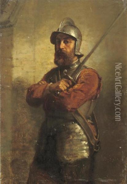 A Portrait Of A Soldier Oil Painting - Herman Frederik Carel ten Kate