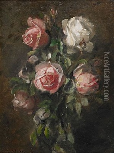 Blomsterstilleben Med Rosor Oil Painting - Emma Ekwall