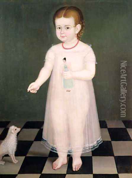 Young Girl with a Doll Oil Painting - Jose Maria Estrada