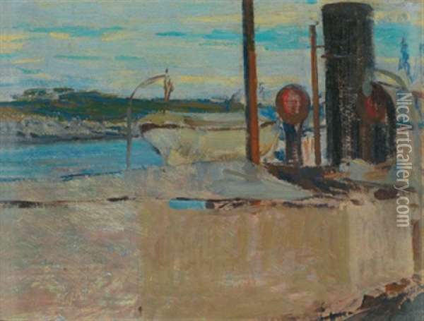 Am Dampfer In Concarneau Oil Painting - Max Kurzweil