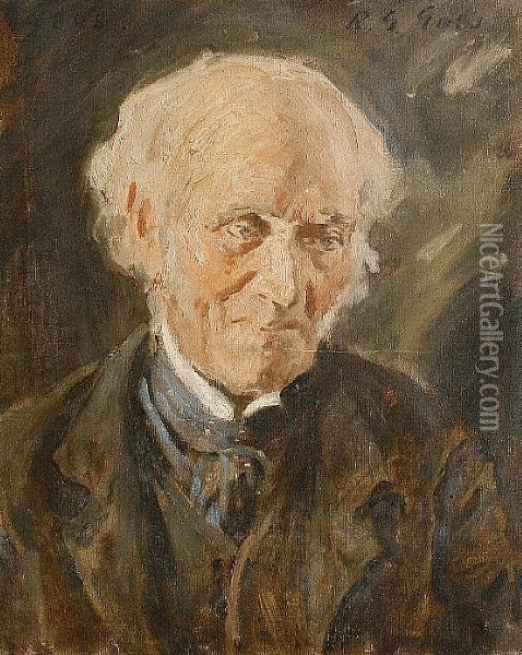 Portrait Of An Old Man Oil Painting - Reginald Grenville Eves