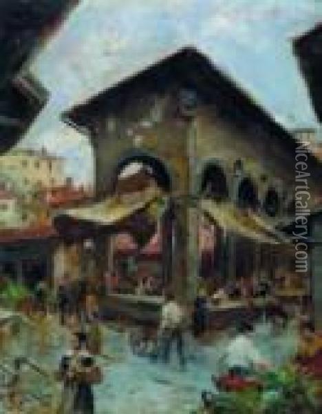 Loggia Del Pesce Del Mercato Vecchio, Firenze Oil Painting - Fabbio Fabbi