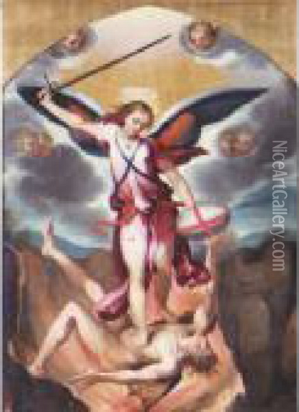 Saint Michael Overcoming Satan Oil Painting - Ventura Salimbeni