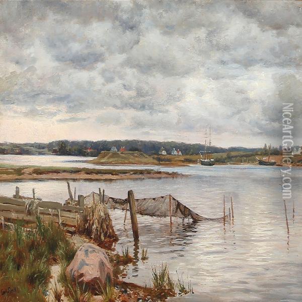 View From Thuro In Svendborgsund, Denmark Oil Painting - Emil Carl Lund