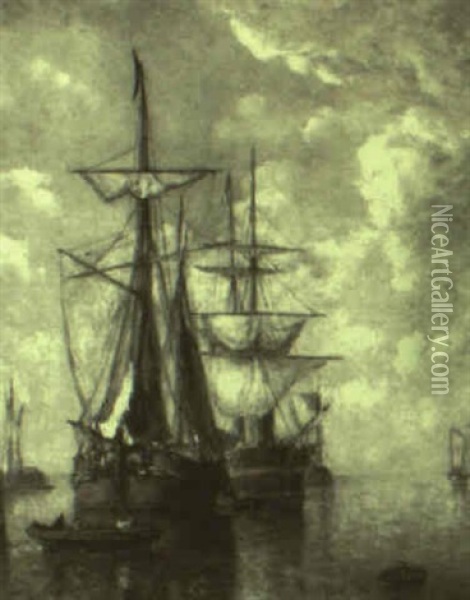 Ships Resting In The Harour Oil Painting - Paul Jean Clays