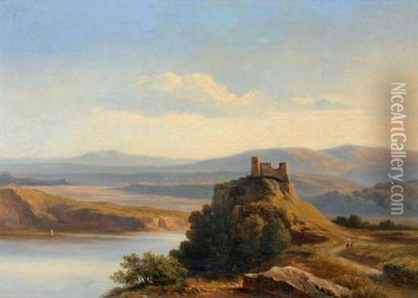 Un Chateau En Ruines Oil Painting - Antoine Ponthus-Cinier