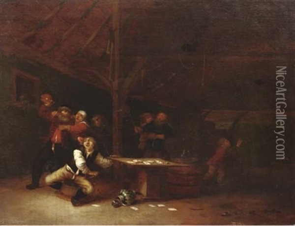 Peasants In An Inn Oil Painting - Hendrik Hendricksz Bogaert