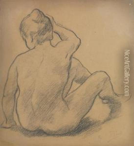 Femme Nue Assise De Dos Oil Painting - Alfred Roll