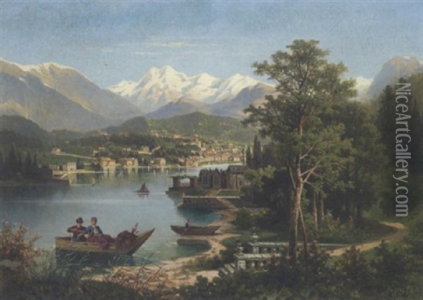 Der Lugano-see Oil Painting - Anton Pick