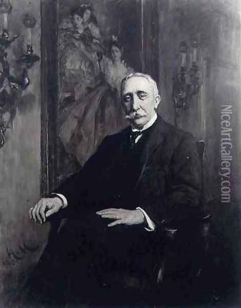 Portrait of Sir Carl Meyer 1851-1922 Oil Painting - Sir Hubert von Herkomer