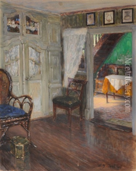 Interieur (blick Zur Treppe) Oil Painting - Wilhelm Ludwig Heinrich Claudius