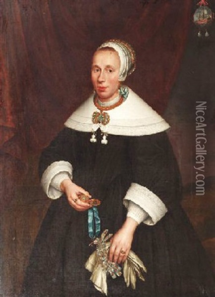 Portrat Einer Dame Mit Taschenuhr Oil Painting - Jan Albertsz Rootius