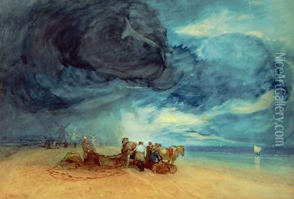Storm on Yarmouth Beach 1831 Oil Painting - John Sell Cotman