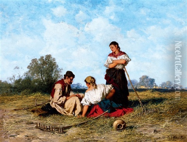 Noon-rest Oil Painting - Pal (Paul) Boehm