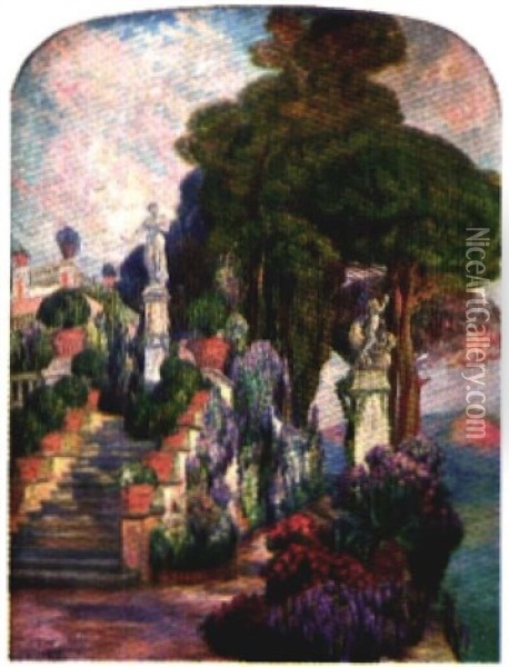 Vue D'isola Bella Oil Painting - Georges Berges