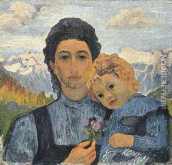 Annetta Und Alberto Oil Painting - Giovanni Giacometti